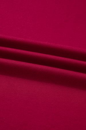 Women’s Burgundy Sweatshirt Dress with Pockets and Velvet Ribbon Sleeve Details