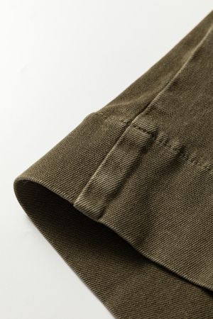 Дамски дънки с висока талия и широки крачоли в масленозелено