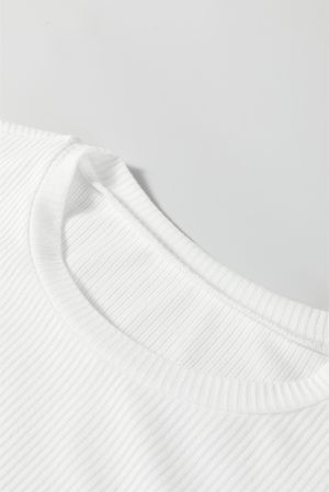 Дамско бяло боди рипс с дълъг ръкав