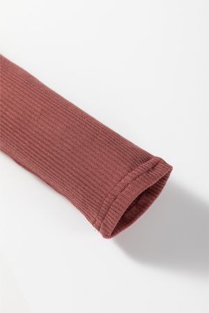 Дамско боди рипс с дълъг ръкав в топъл розово-кафяв нюанс