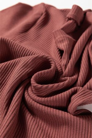 Дамско боди рипс с дълъг ръкав в топъл розово-кафяв нюанс