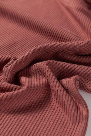 Дамско боди рипс с дълъг ръкав в топъл розово-кафяв нюанс