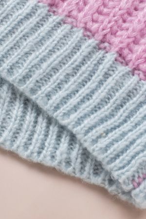 Дамска плетена жилетка в пастелни цветове, с широки ръкави и свободна кройка