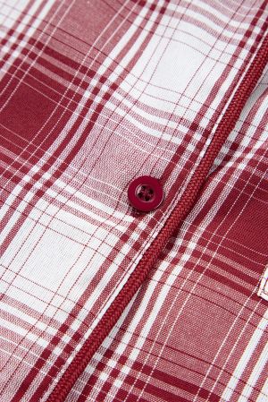 Дамски пижамен кариран комплект от две части, 100% памук