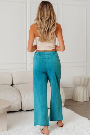 Women’s 100% Cotton Wide-Leg Turquoise Pants