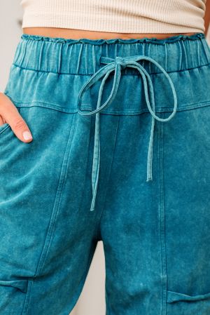 Women’s 100% Cotton Wide-Leg Turquoise Pants