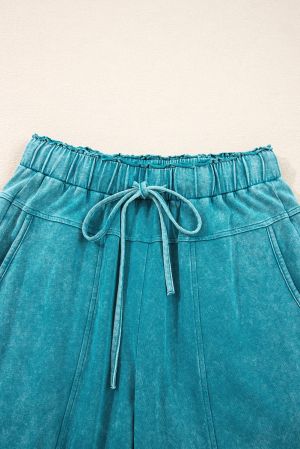 Women’s 100% Cotton Wide-Leg Turquoise Pants