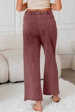 Women’s 100% Cotton Wide-Leg Light Red Pants