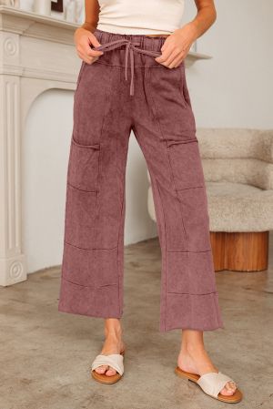Women’s 100% Cotton Wide-Leg Light Red Pants
