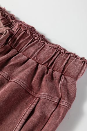 Women’s 100% Cotton Wide-Leg Light Red Pants