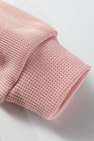 Дамски розов суичър с качулка и флорална дантела