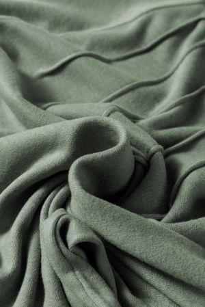 Gray Contrast Lace Raglan Sleeve Plicated Knit Top