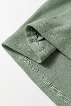 Gray Contrast Lace Raglan Sleeve Plicated Knit Top