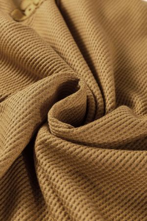 Дамска блуза в цвят охра с дълги ръкави с бродерия