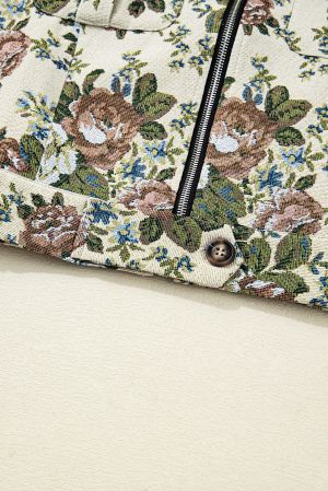 Дамско яке с принт на цветя и контрастна яка