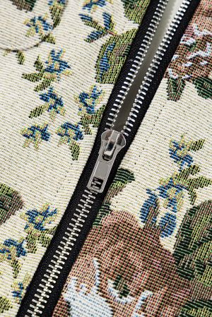 Дамско яке с принт на цветя и контрастна яка