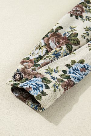 Дамско яке с принт на цветя и контрастна яка