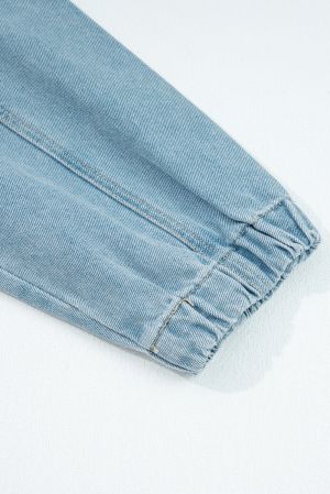 Дамско синьо дънково яке с цип