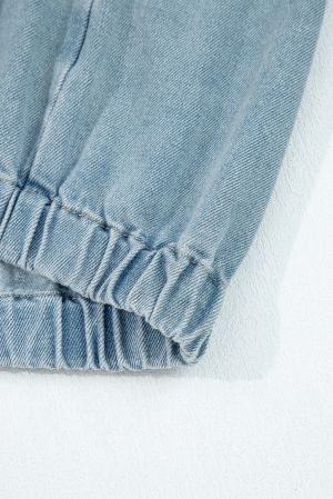 Дамско синьо дънково яке с цип