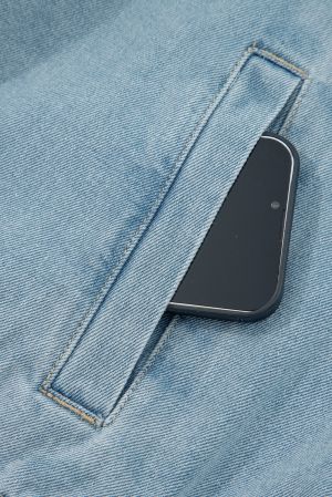 Дамско синьо дънково яке с цип