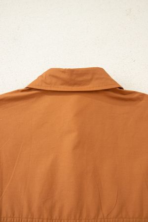 Дамска карирана рокля тип риза в топли кафяви нюанси