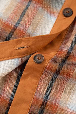 Дамска карирана рокля тип риза в топли кафяви нюанси