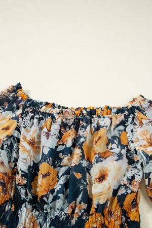 Дамска блуза с открити рамене и флорален принт