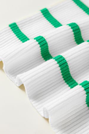 Дамска раирана блуза с дълъг ръкав и вълнообразно деколте