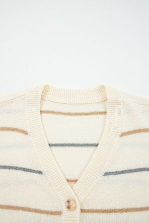 Дамска жилетка на райе в неутрални тонове