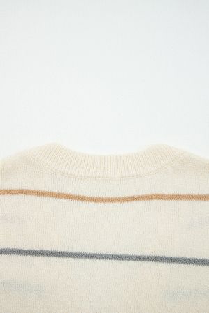 Дамска жилетка на райе в неутрални тонове