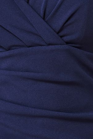 Women's Navy Off Shoulder Scuba Jumpsuit GODDIVA