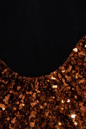 Women's Bronze Goddiva Strapless Sequin Mermaid Maxi Dress with Corset Bodice