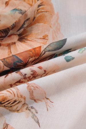 Дамска риза с буфан ръкави и флорален принт в пастелни тонове