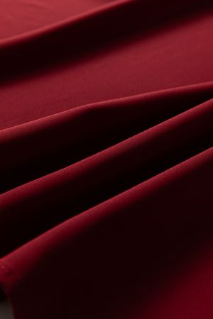 Women’s Wine Red Long Sleeve Ribbed Knit Mini Dress with Frilled Neck