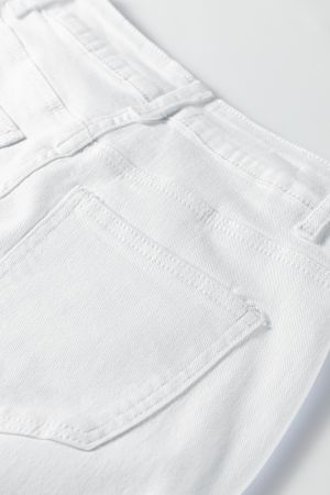 Women’s White Bow Knot Side Detail Straight Leg Loose Jeans