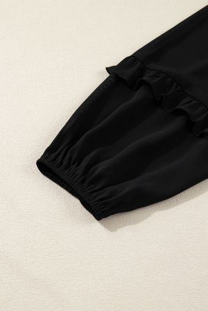 Дамска шифонена риза в черно, големи размери