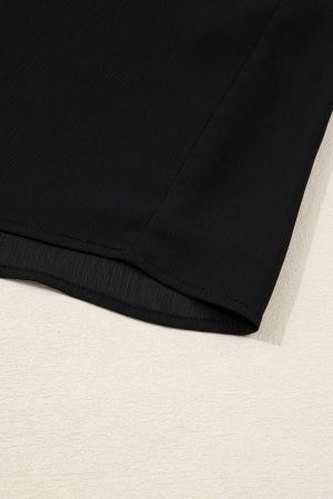 Дамска шифонена риза в черно, големи размери