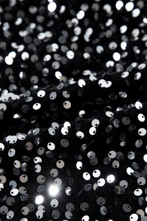 Women's Black Sequin Blouse with Modern Crop Fit