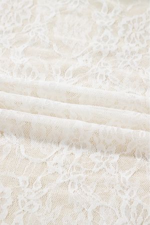 Women's White Sheer Lace Mock Neck Long Sleeve Top