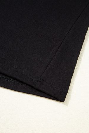 Дамска блуза в черно с детайли от флорален тюл