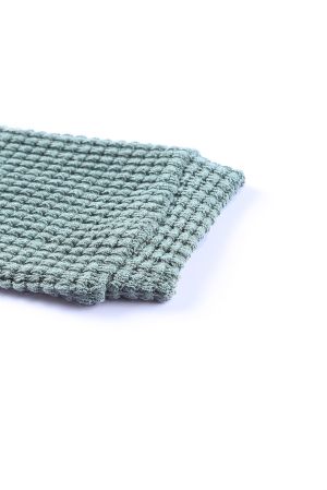 Women’s Green Waffle Knit Long Sleeve Top