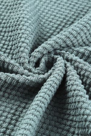 Women’s Green Waffle Knit Long Sleeve Top