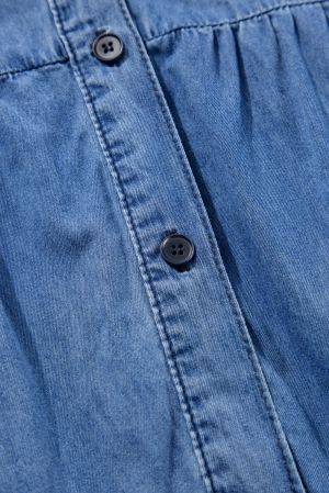 Дамска свободна дънкова рокля с 3/4 ръкав