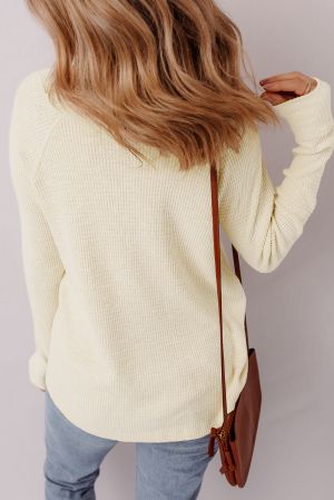 Women's Soft Light Beige Long Sleeve Blouse with Buttons