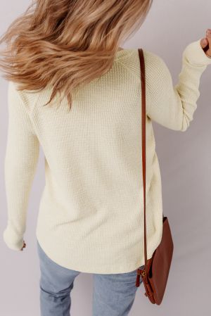 Women's Soft Light Beige Long Sleeve Blouse with Buttons