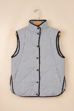 Women's Striped Vest in Black and White