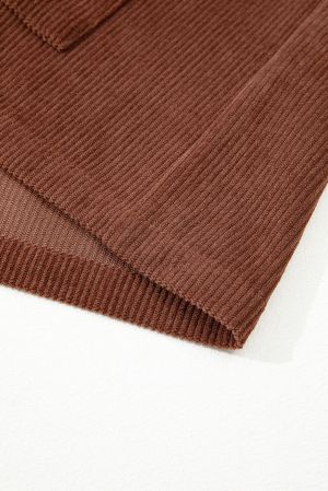 Women’s Brown Corduroy Jacket with Floral Embroidery