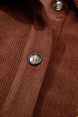 Women’s Brown Corduroy Jacket with Floral Embroidery