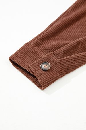 Women’s Brown Corduroy Jacket with Floral Embroidery