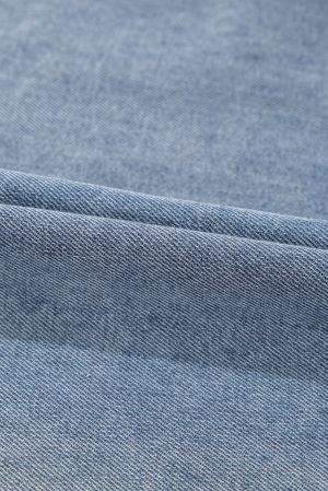 Дамска дънкова къса рокля с джобове и свободна кройка